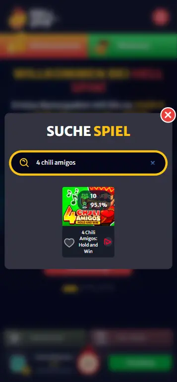 Searching for 4 Chili Amigos in a casino game lobby